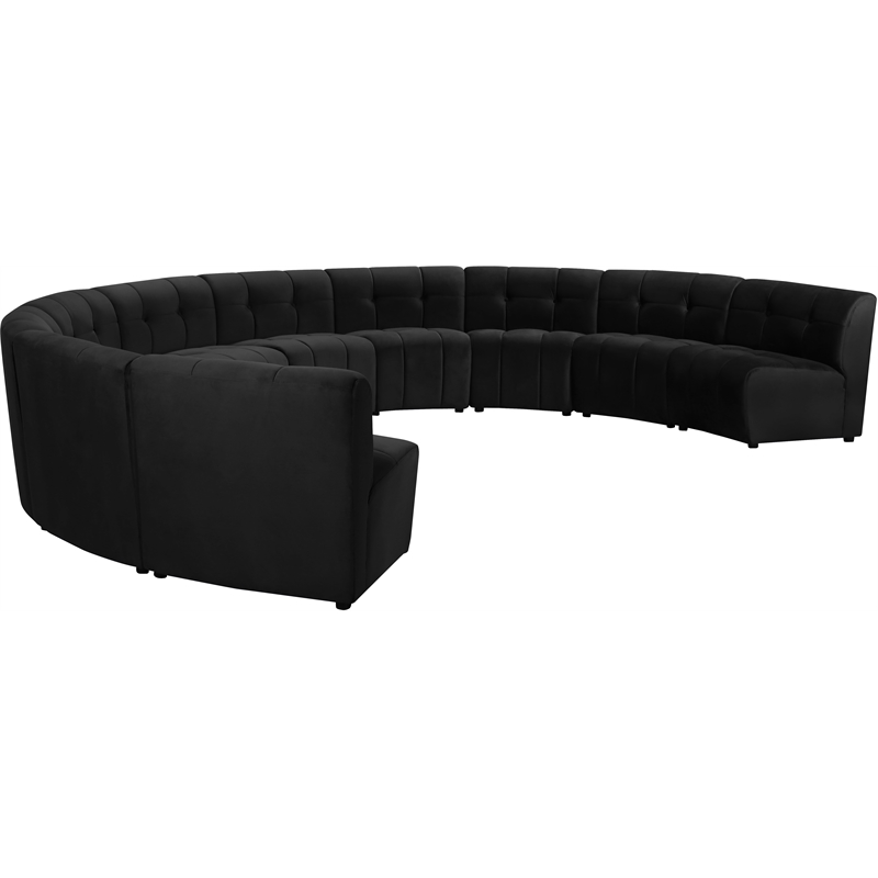 Maklaine 10-Piece Modular Contemporary Velvet Sectional Sofa in Black