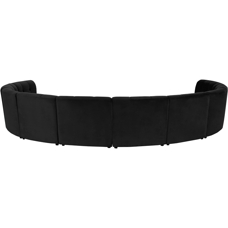 Maklaine 10-Piece Modular Contemporary Velvet Sectional Sofa in Black
