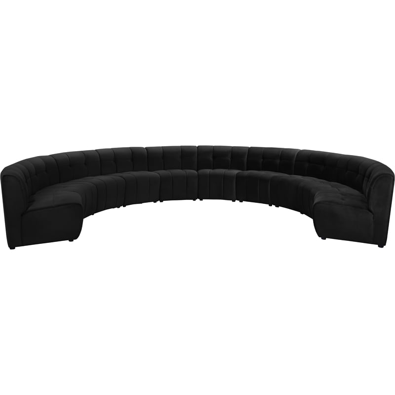 Maklaine 10-Piece Modular Contemporary Velvet Sectional Sofa in Black