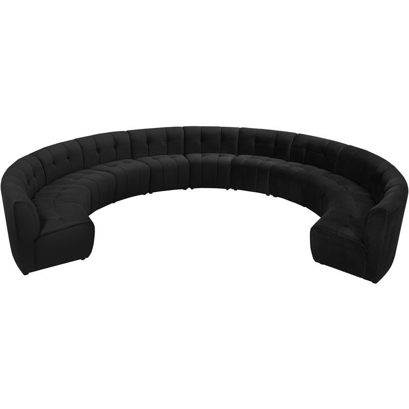 Maklaine 11-Piece Modular Contemporary Velvet Sectional Sofa in Black