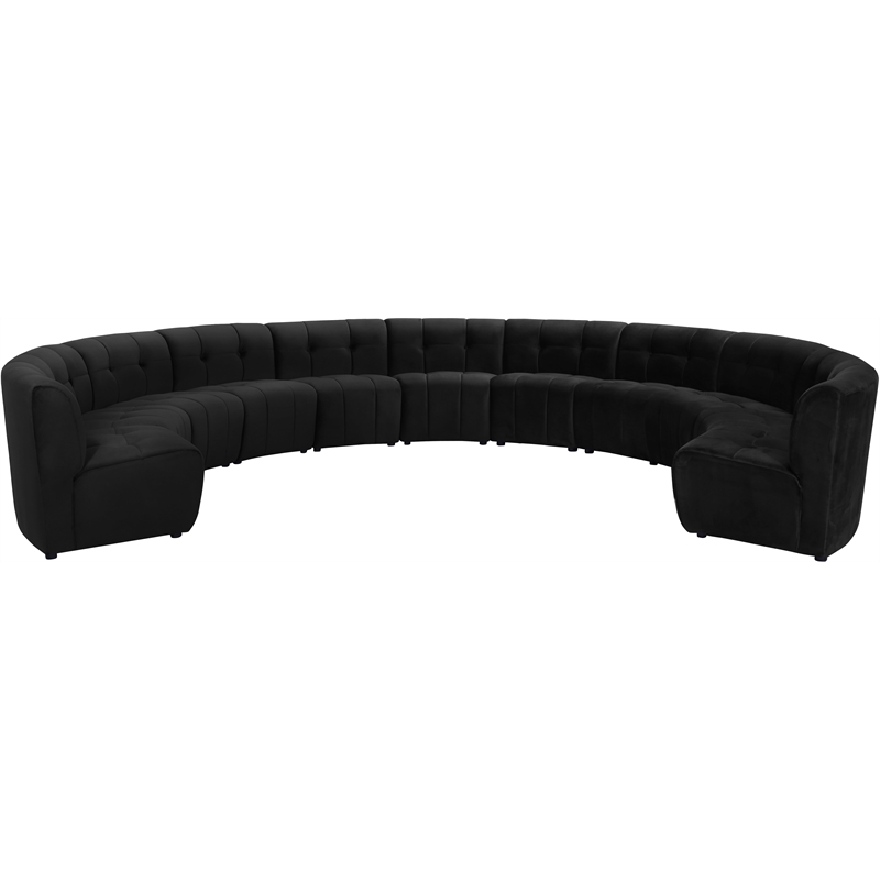 Maklaine 11-Piece Modular Contemporary Velvet Sectional Sofa in Black