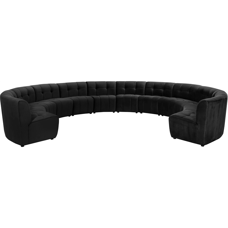 Maklaine 12-Piece Modular Contemporary Velvet Sectional Sofa in Black