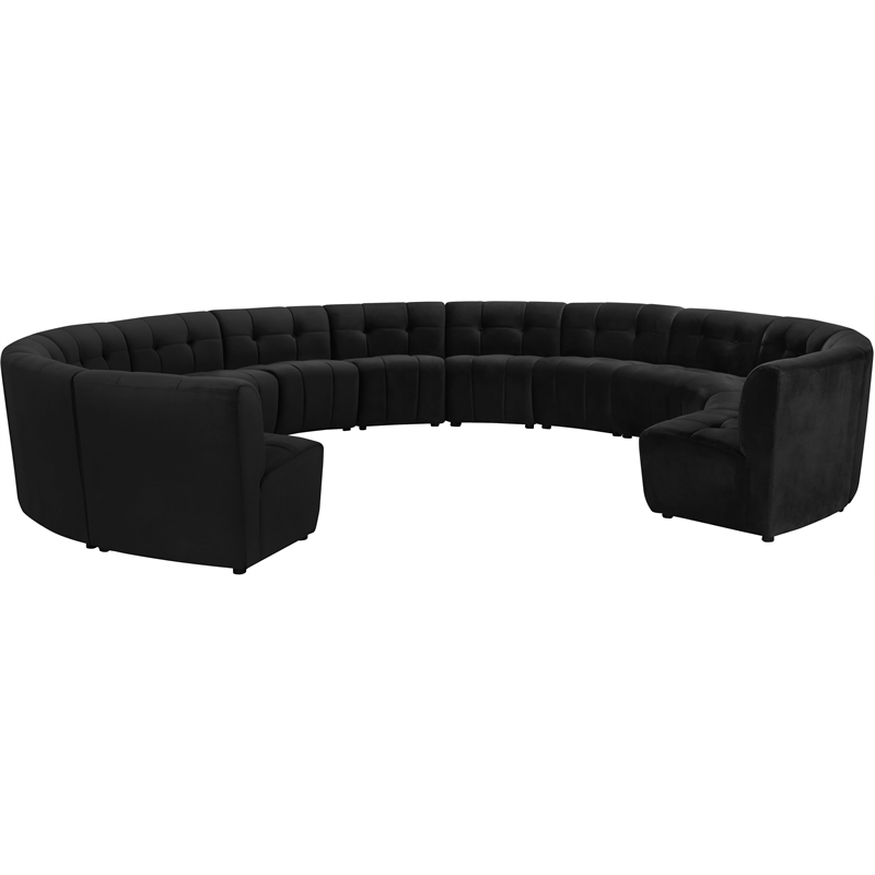 Maklaine 13-Piece Modular Contemporary Velvet Sectional Sofa in Black