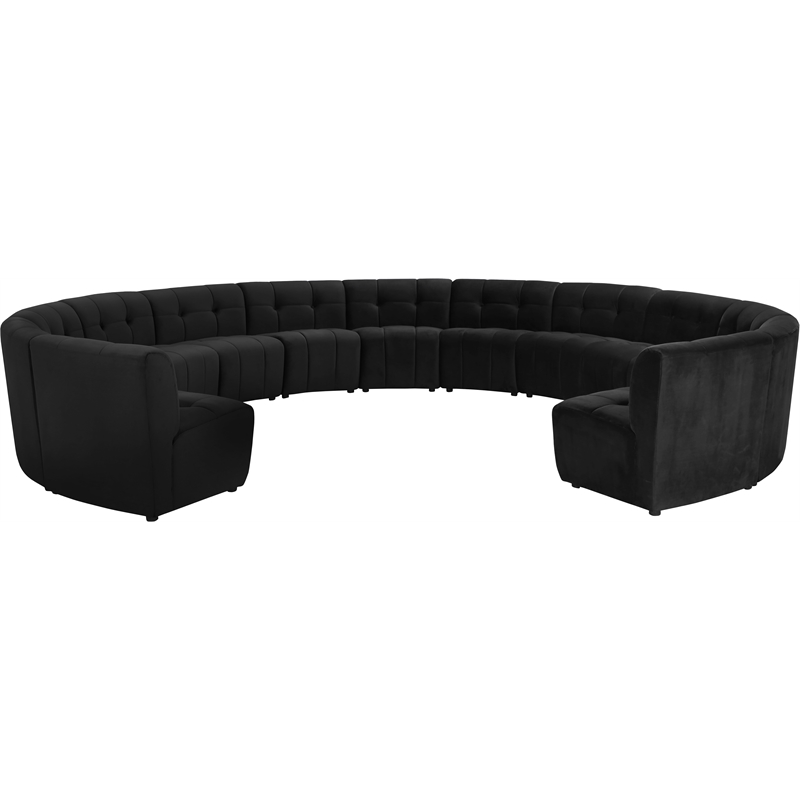 Maklaine 13-Piece Modular Contemporary Velvet Sectional Sofa in Black