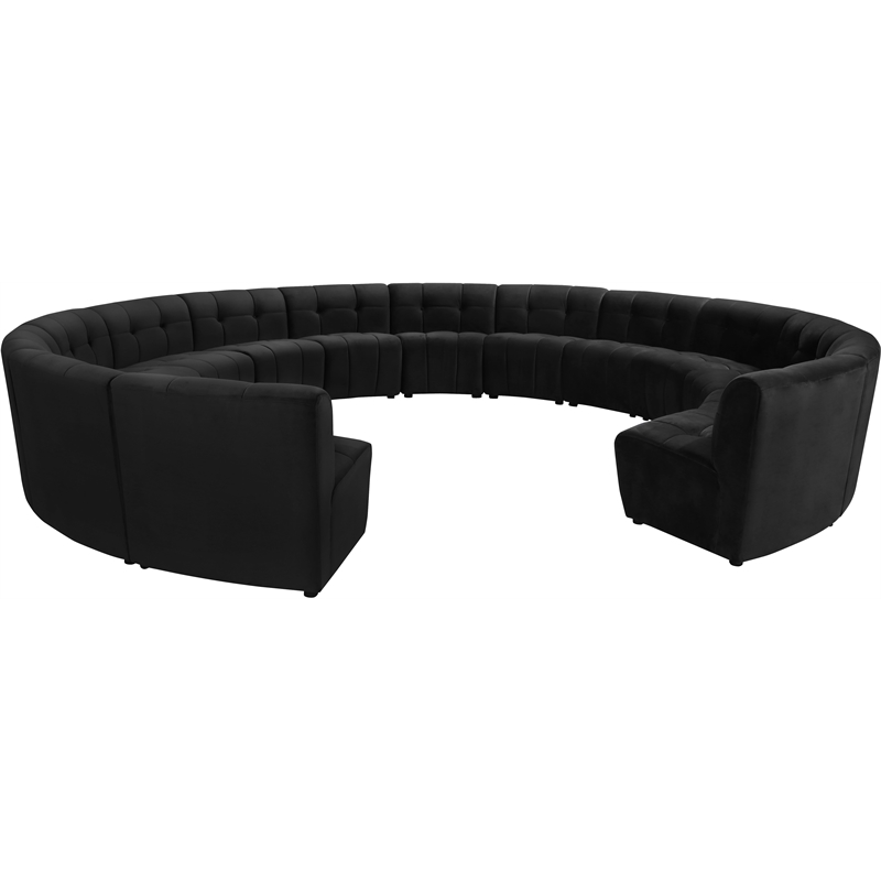 Maklaine 14-Piece Modular Contemporary Velvet Sectional Sofa in Black