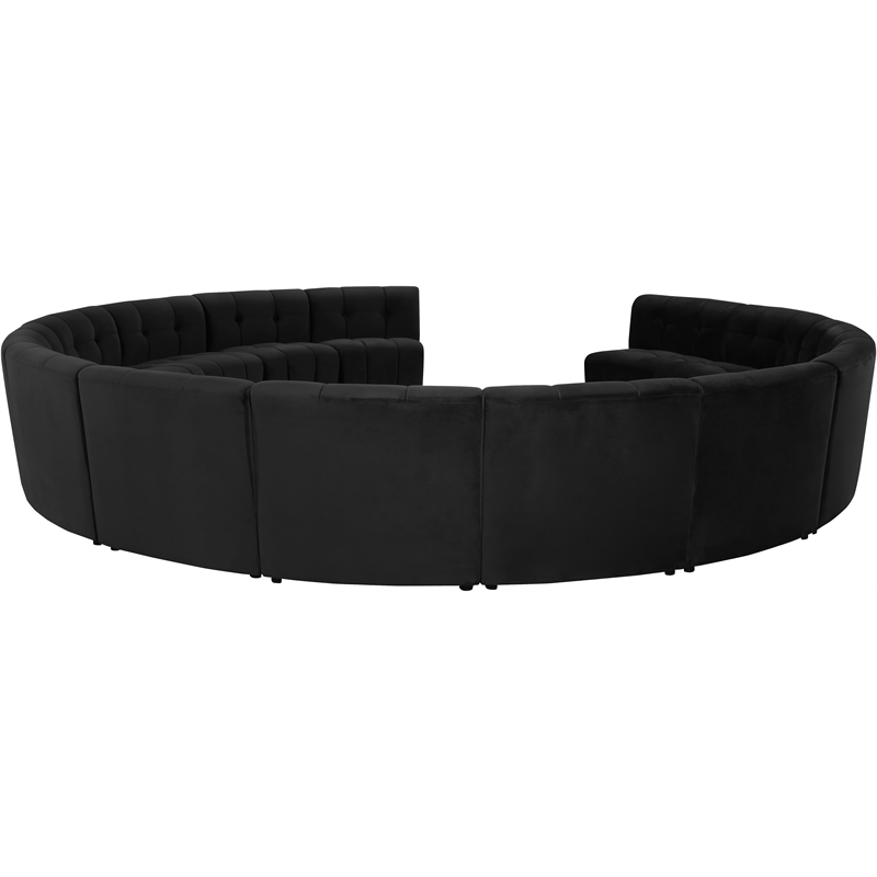 Maklaine 14-Piece Modular Contemporary Velvet Sectional Sofa in Black