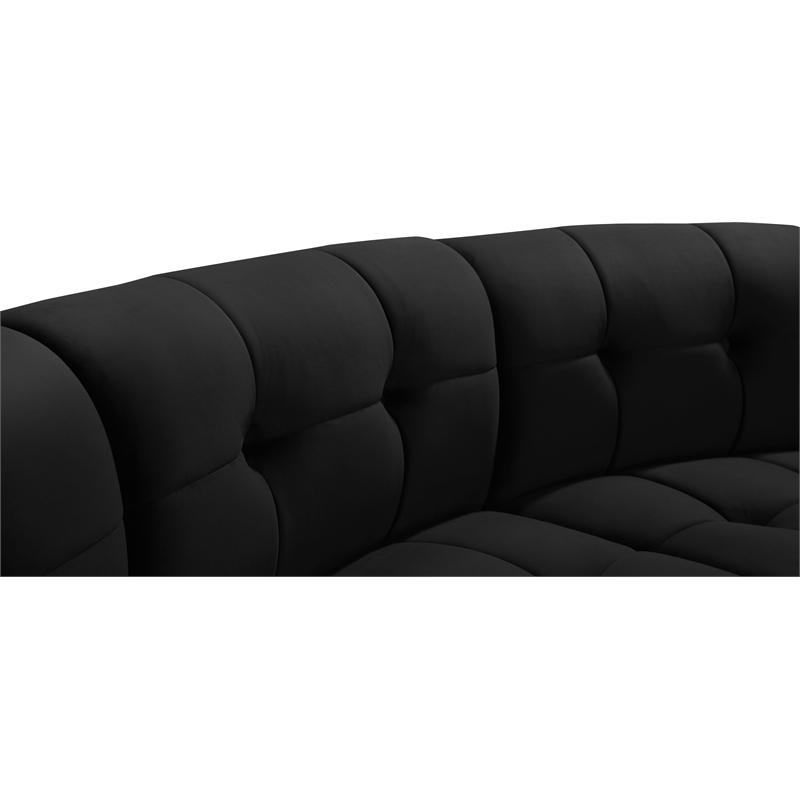 Maklaine 14-Piece Modular Contemporary Velvet Sectional Sofa in Black