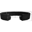 Maklaine 14-Piece Modular Contemporary Velvet Sectional Sofa in Black