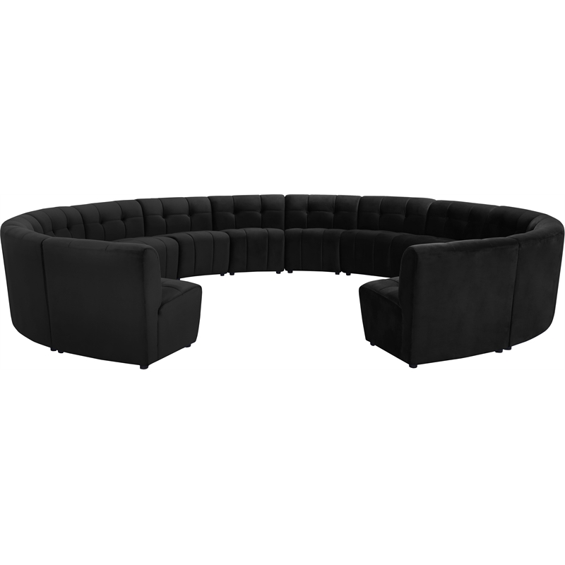 Maklaine 14-Piece Modular Contemporary Velvet Sectional Sofa in Black
