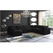 Maklaine Contemporary Standard Black Velvet Modular Sectional Sofa