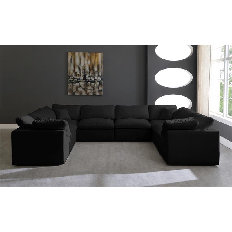 Maklaine Contemporary Standard Black Velvet Modular Sectional Sofa