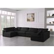 Maklaine Contemporary Black Velvet Standard Modular Sectional Sofa