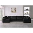 Maklaine Contemporary Black Velvet Standard Modular Sectional Sofa