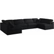 Maklaine Contemporary Black Velvet Standard Modular Sectional Sofa