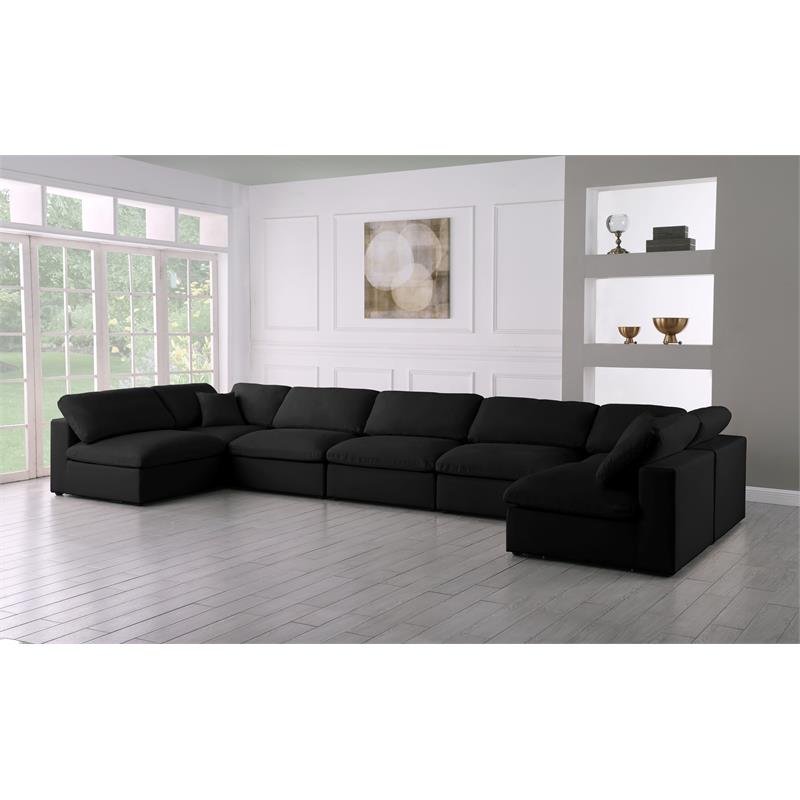 Maklaine Contemporary Soft Velvet Standard Modular Sectional Sofa in Black