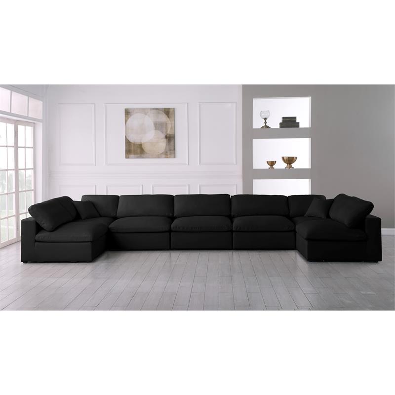 Maklaine Contemporary Soft Velvet Standard Modular Sectional Sofa in Black