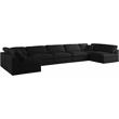 Maklaine Contemporary Soft Velvet Standard Modular Sectional Sofa in Black