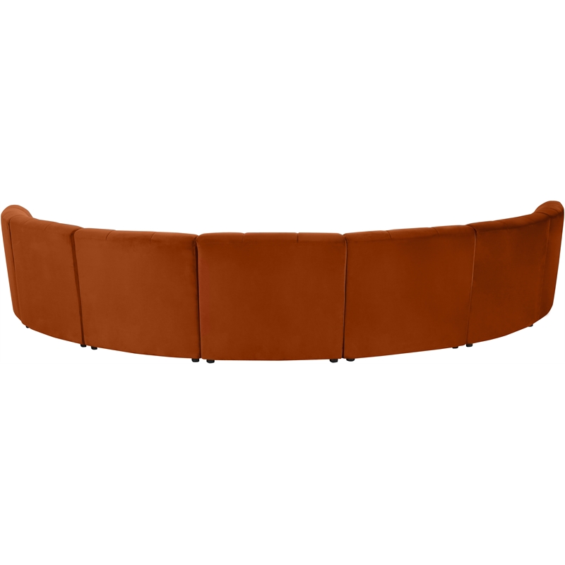 Maklaine 7-Piece Modular Contemporary Velvet Sectional Sofa in Mahogany
