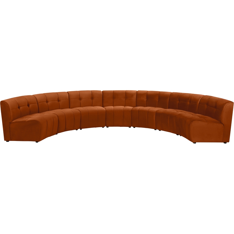Maklaine 7-Piece Modular Contemporary Velvet Sectional Sofa in Mahogany