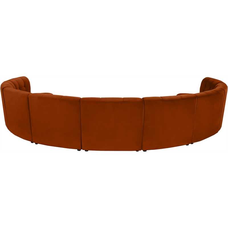 Maklaine 9-Piece Modular Contemporary Velvet Sectional Sofa in Mahogany