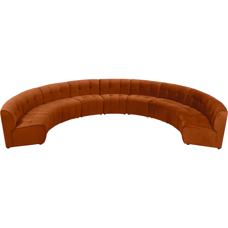Maklaine 9-Piece Modular Contemporary Velvet Sectional Sofa in Mahogany