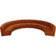 Maklaine 9-Piece Modular Contemporary Velvet Sectional Sofa in Mahogany