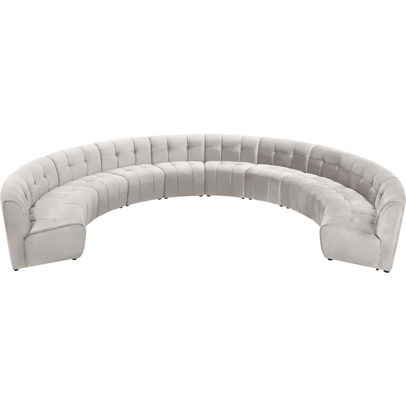 Maklaine 10-Piece Modular Contemporary Velvet Sectional Sofa in Cream