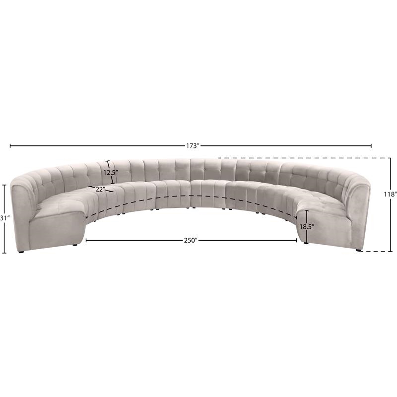 Maklaine 10-Piece Modular Contemporary Velvet Sectional Sofa in Cream
