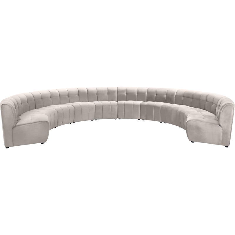 Maklaine 10-Piece Modular Contemporary Velvet Sectional Sofa in Cream