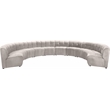 Maklaine 10-Piece Modular Contemporary Velvet Sectional Sofa in Cream