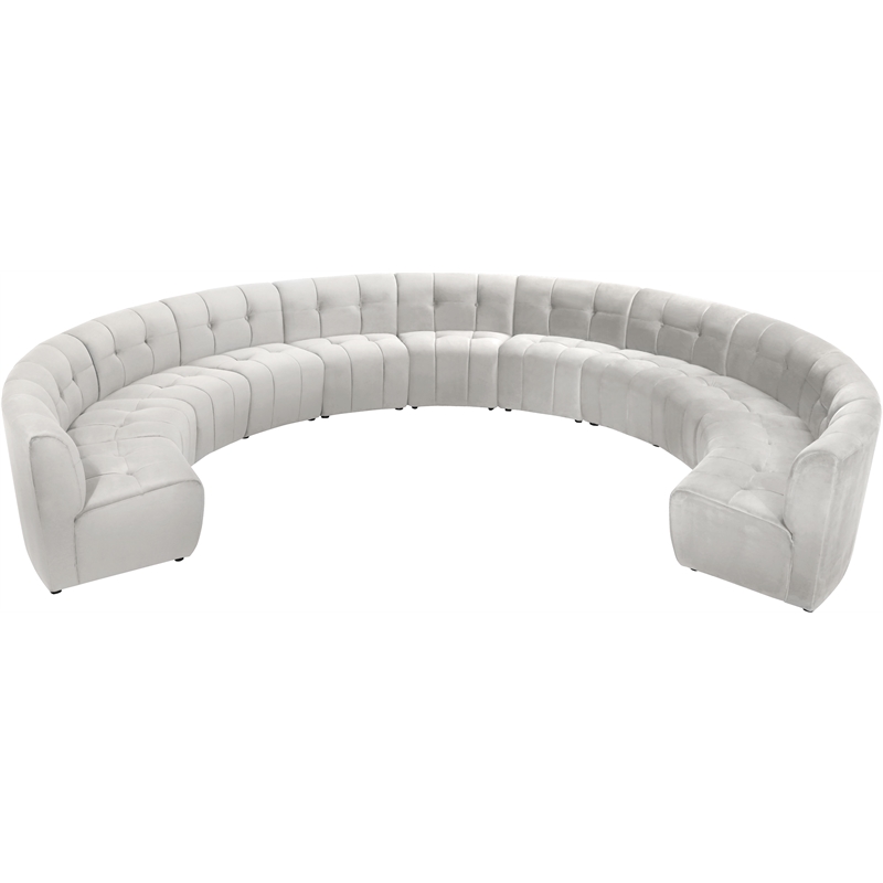 Maklaine 11-Piece Modular Contemporary Velvet Sectional Sofa in Cream