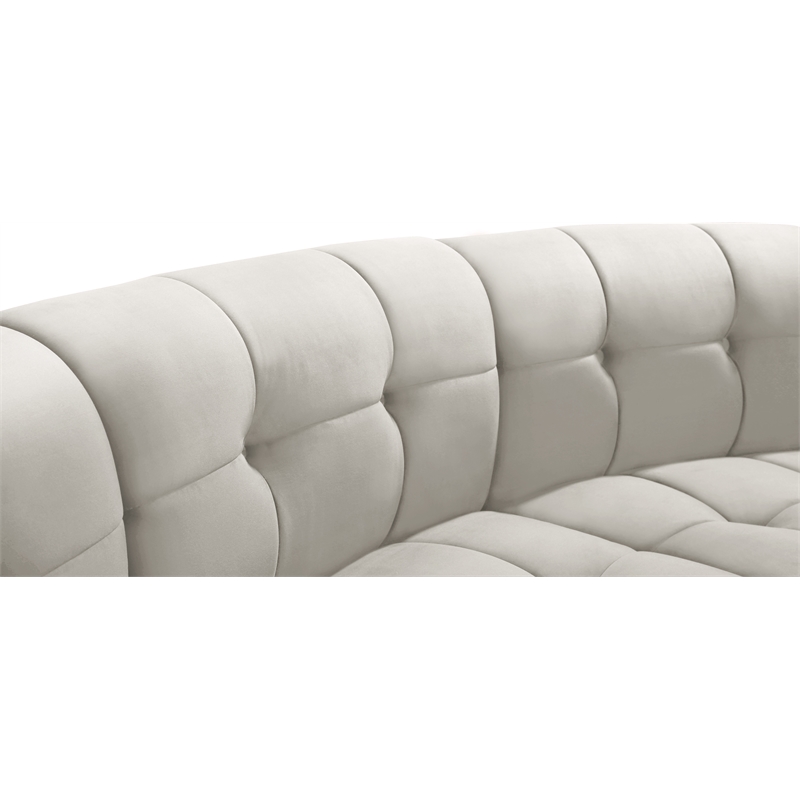 Maklaine 11-Piece Modular Contemporary Velvet Sectional Sofa in Cream