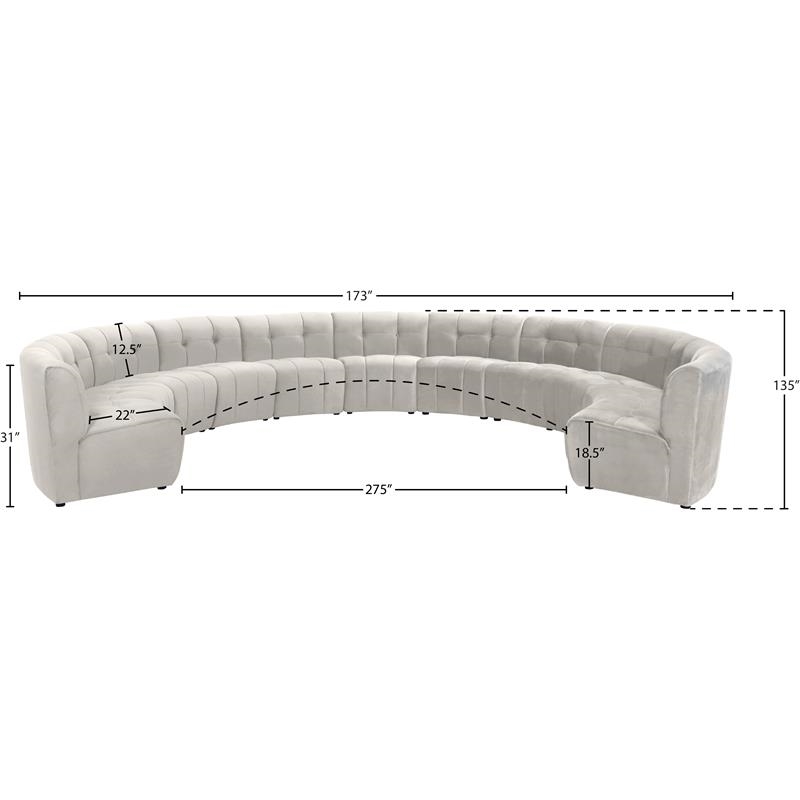 Maklaine 11-Piece Modular Contemporary Velvet Sectional Sofa in Cream