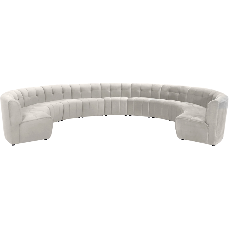 Maklaine 11-Piece Modular Contemporary Velvet Sectional Sofa in Cream