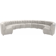 Maklaine 11-Piece Modular Contemporary Velvet Sectional Sofa in Cream