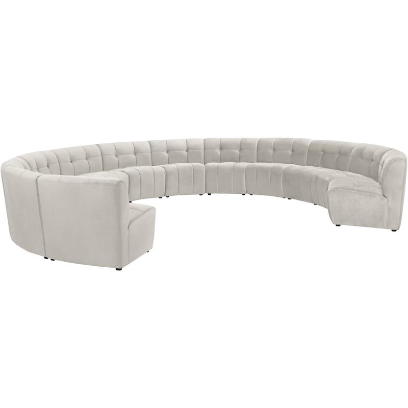 Maklaine 12-Piece Modular Contemporary Velvet Sectional Sofa in Cream