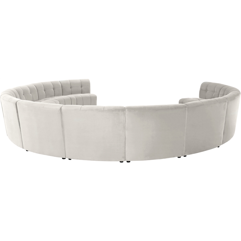Maklaine 12-Piece Modular Contemporary Velvet Sectional Sofa in Cream