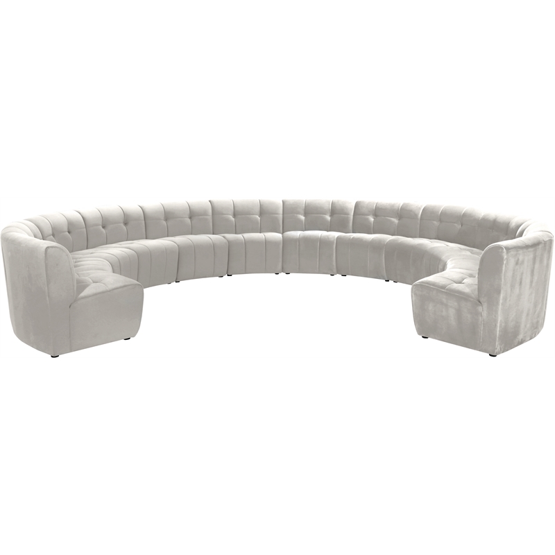 Maklaine 12-Piece Modular Contemporary Velvet Sectional Sofa in Cream