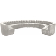 Maklaine 12-Piece Modular Contemporary Velvet Sectional Sofa in Cream