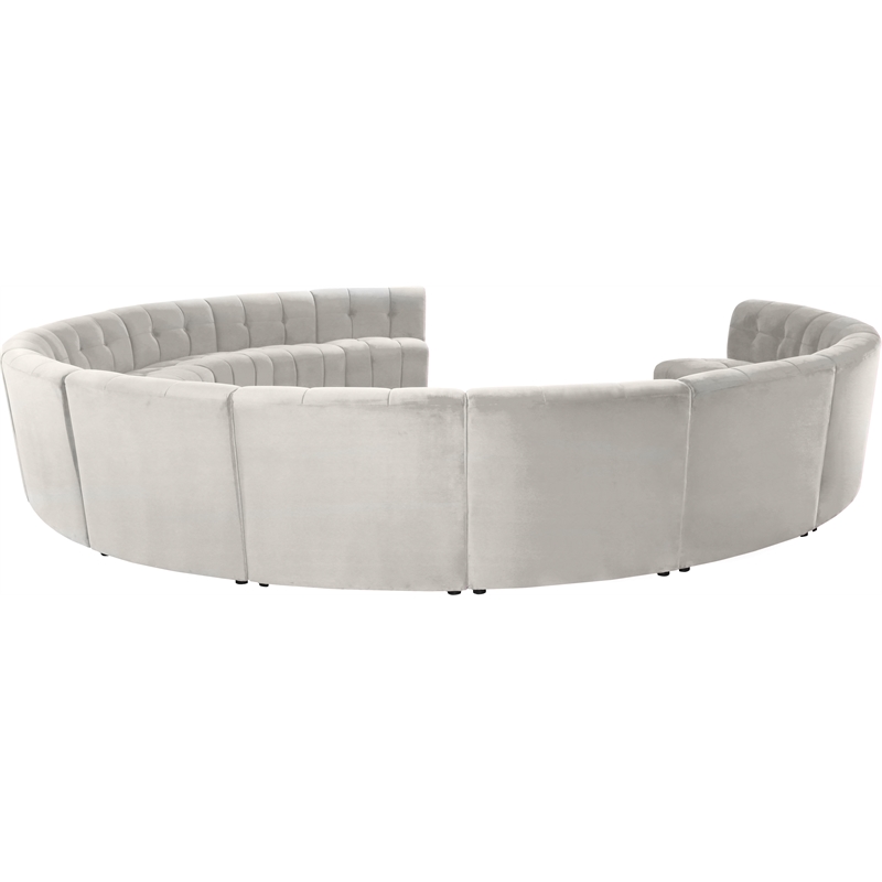 Maklaine 13-Piece Modular Contemporary Velvet Sectional Sofa in Cream