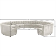 Maklaine 13-Piece Modular Contemporary Velvet Sectional Sofa in Cream