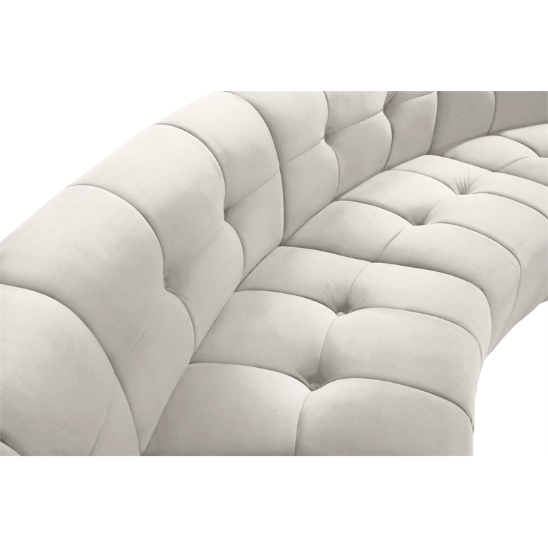 Maklaine 14-Piece Modular Contemporary Velvet Sectional Sofa in Cream