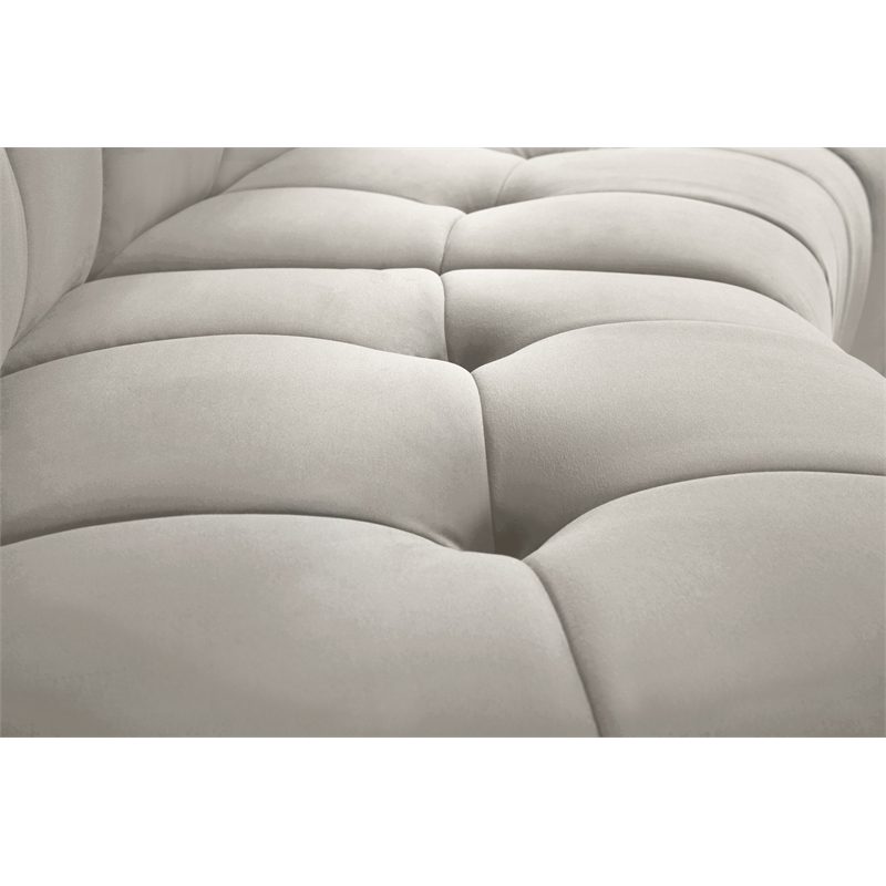 Maklaine 14-Piece Modular Contemporary Velvet Sectional Sofa in Cream