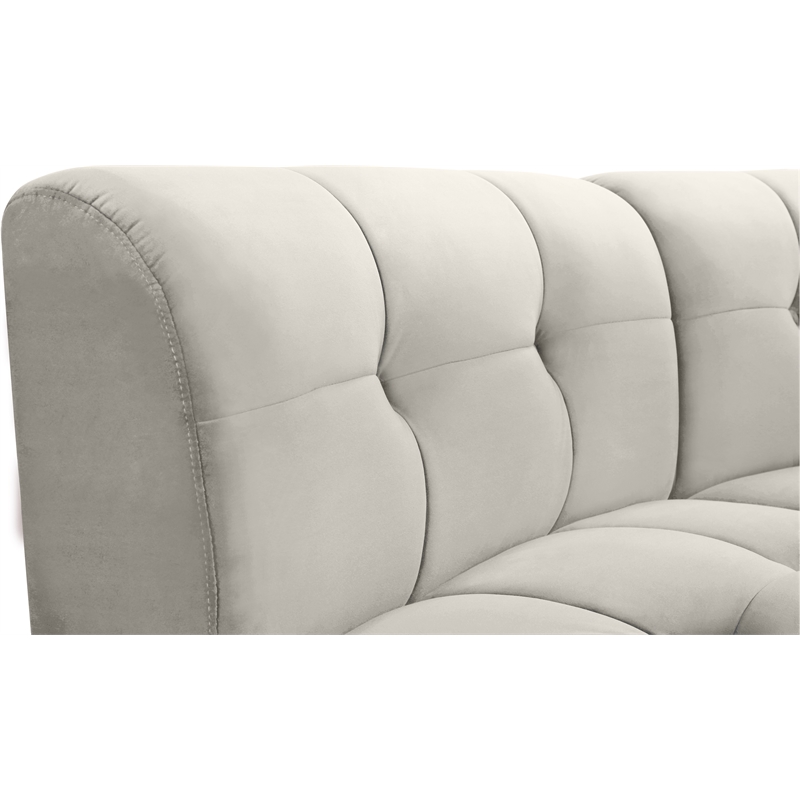 Maklaine 14-Piece Modular Contemporary Velvet Sectional Sofa in Cream