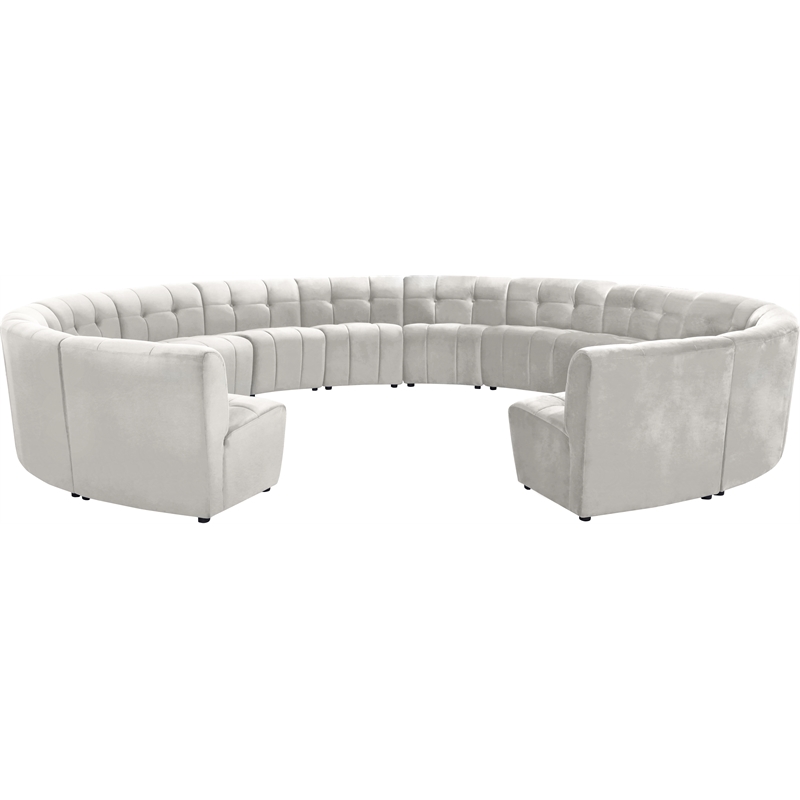 Maklaine 14-Piece Modular Contemporary Velvet Sectional Sofa in Cream