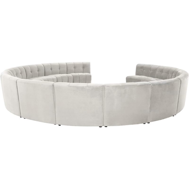 Maklaine 14-Piece Modular Contemporary Velvet Sectional Sofa in Cream