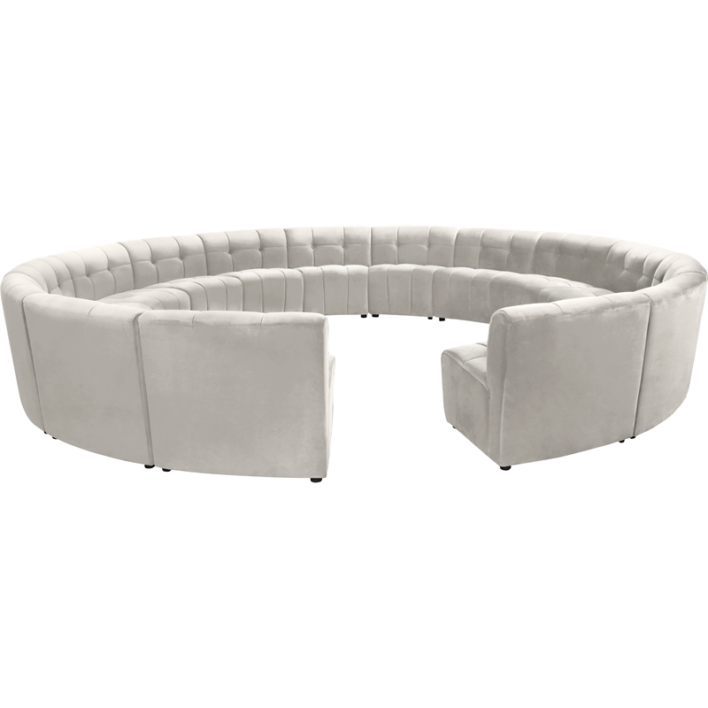 Maklaine 15-Piece Modular Contemporary Velvet Sectional Sofa in Cream