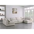 Maklaine Contemporary Cream Velvet Standard Modular Sectional Sofa