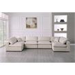 Maklaine Contemporary Cream Velvet Standard Modular Sectional Sofa