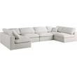 Maklaine Contemporary Cream Velvet Standard Modular Sectional Sofa